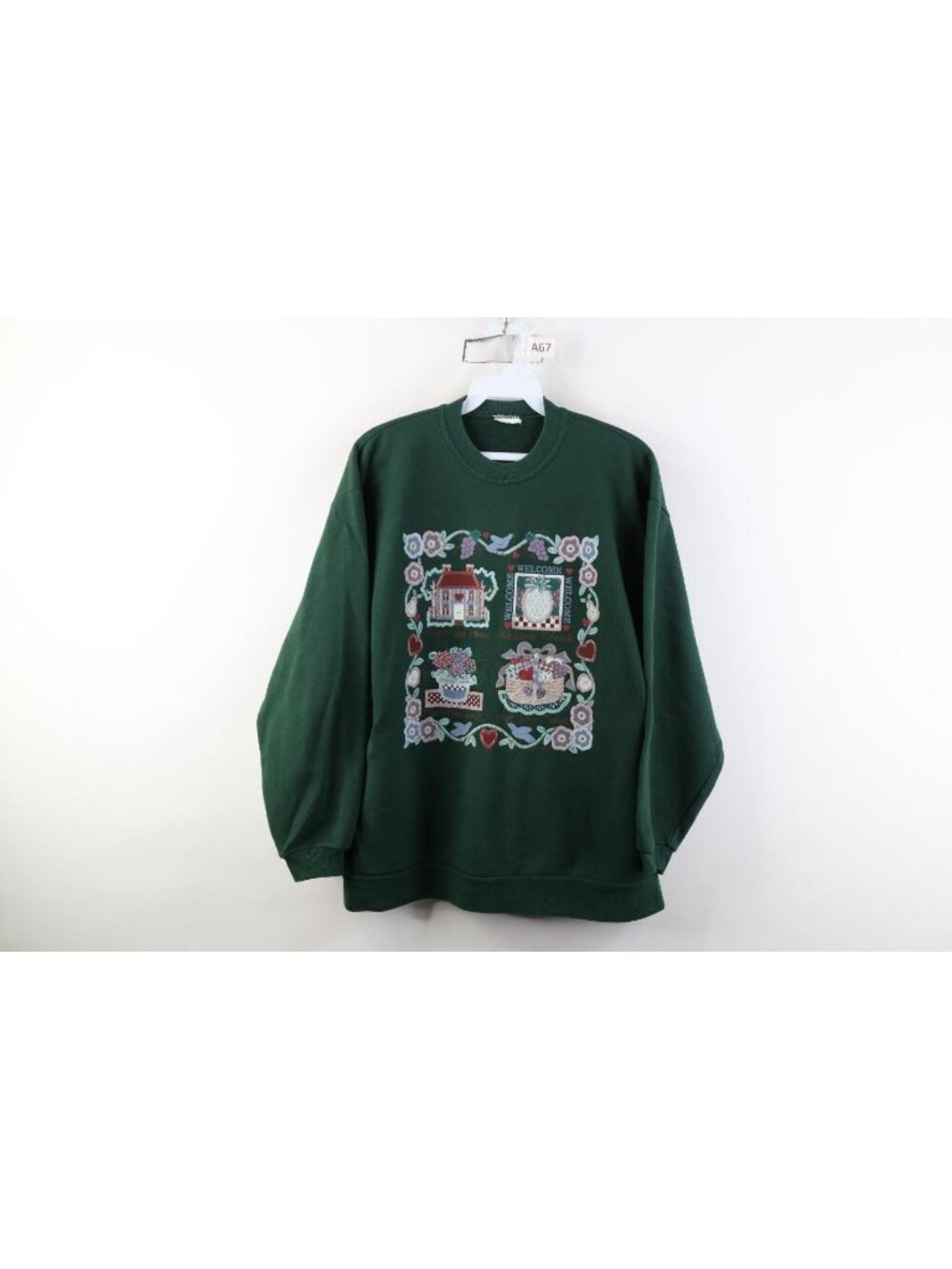 Vintage 90s Streetwear Womens Medium Faded Country Heart Flower Bird Sweatshirt